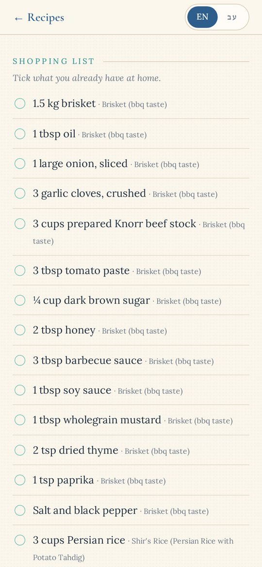 Weekly plan + shopping